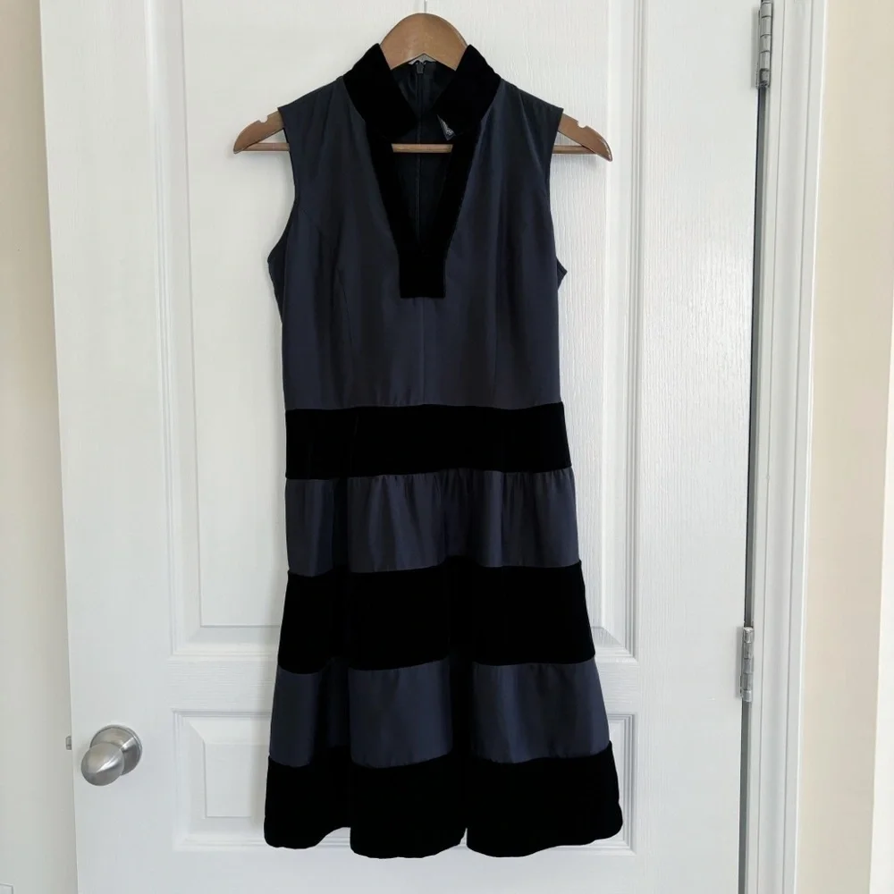 STS Sail to Sable Black Silk & Velvet Tiered Dress XS Summer Cocktails